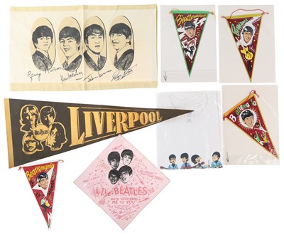 Lot 167 - THE BEATLES - VINTAGE PENNANTS/TEA TOWELS ETC.