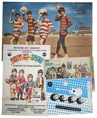 Lot 172 - THE BEATLES - MEMORABILIA INC TEA TOWEL / POSTERS.