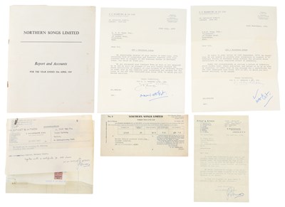Lot 323 - DAVID WIGG COLLECTION - NORTHERN SONGS REPORT/ACCOUNTS 1969 INC NOTE ON WRIT BY MCCARTNEY.