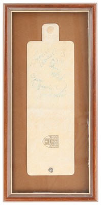 Lot 313 - THE BEATLES - FULL SET OF AUTOGRAPHS ON CHEQUEBOOK HOLDER.