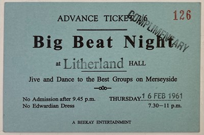Lot 250 - 1961 BEATLES BIG BEAT LITHERLAND TICKET.