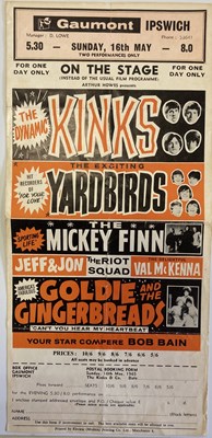 Lot 74 - THE KINKS AND THE YARDBIRDS 1965 HANDBILL