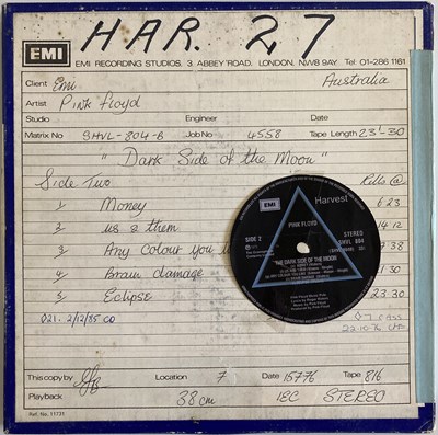 Lot 486 - PINK FLOYD DARK SIDE OF THE MOON 1/4" PRODUCTION MASTER TAPE.