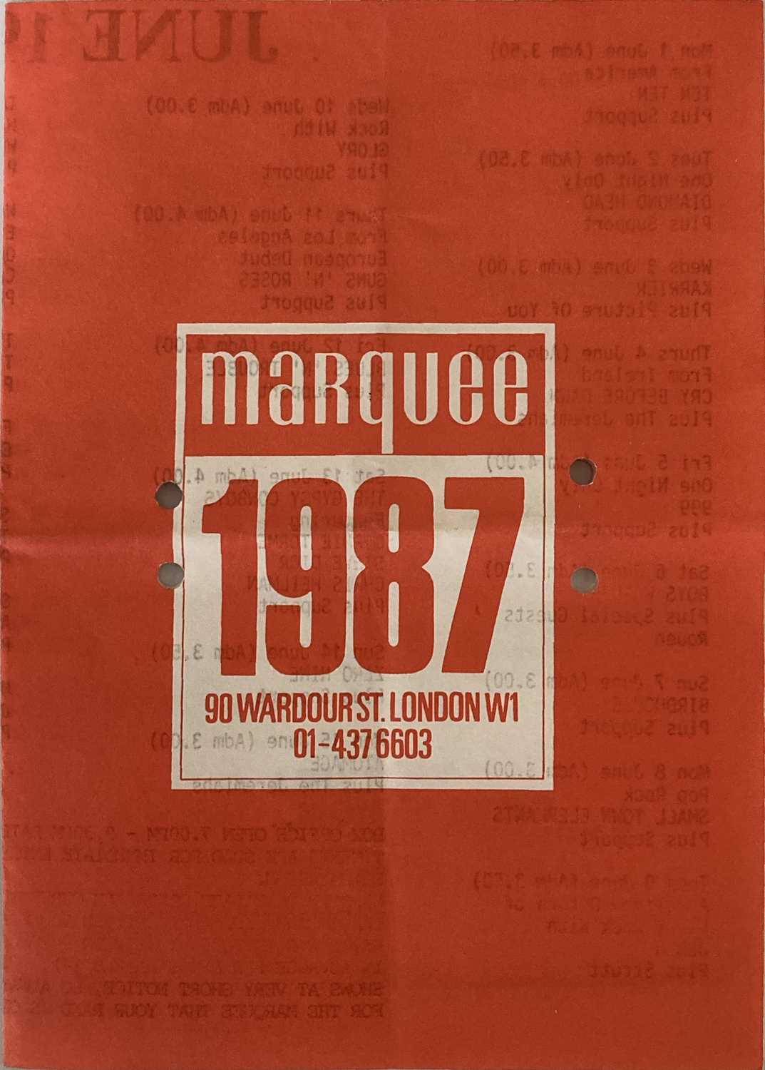 Lot 117 - MARQUEE 1987 LISTINGS INC GUNS N ROSES FIRST UK CONCERT.